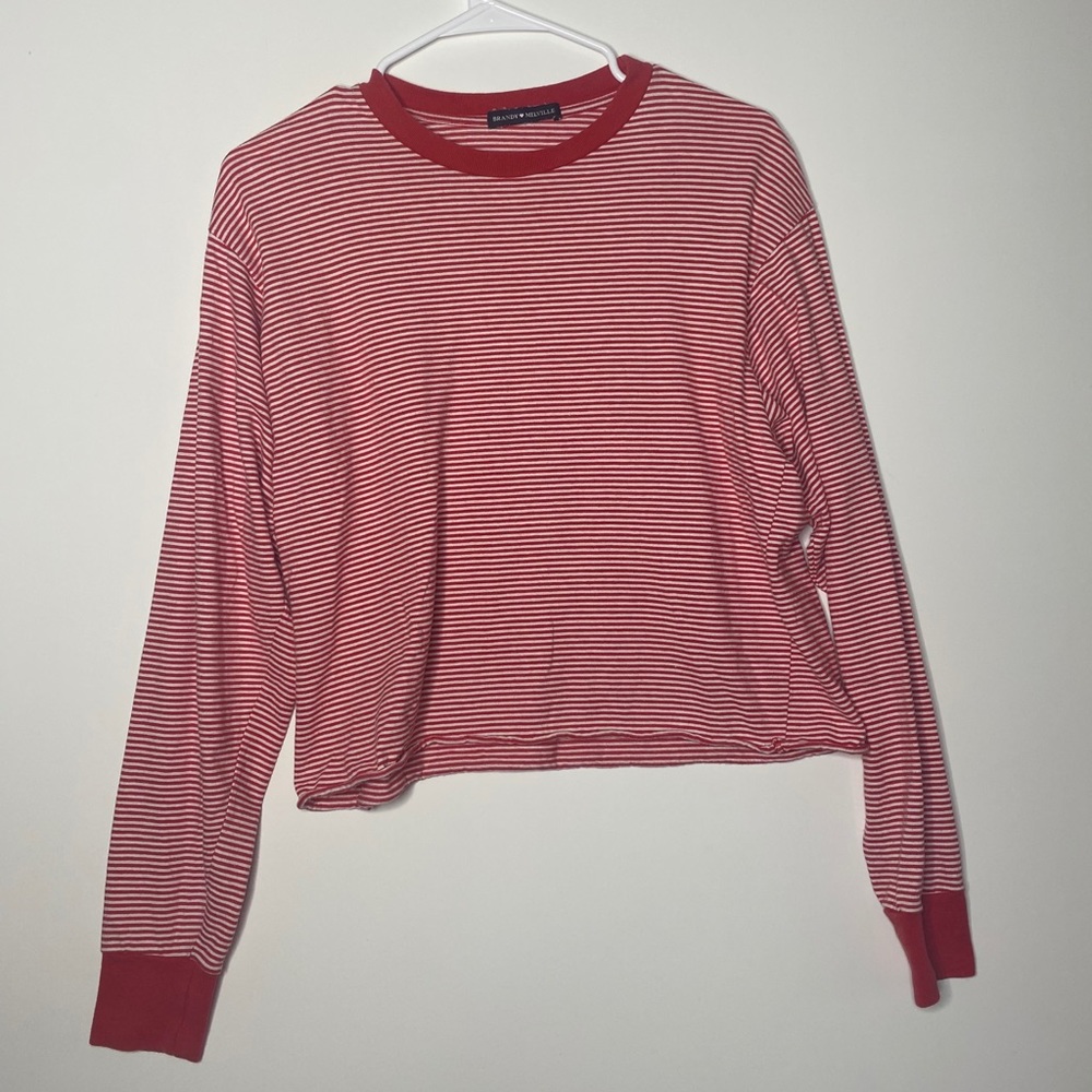 brandy melville red and white striped long sleeve